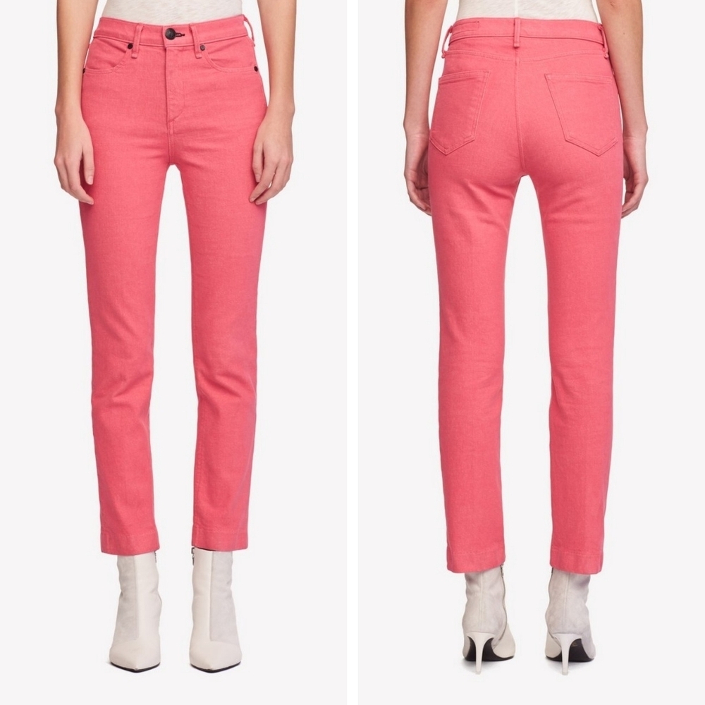 Rag & bone ankle cigarette jeans Bull Pink neon denim womens size 31 - Picture 2 of 7